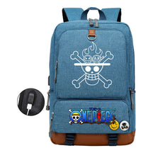 Cartoon Pirate King Printed Usb Student Backpack Leisure Travel Backpack