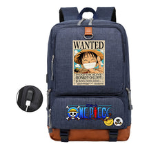 Cartoon Pirate King Printed Usb Student Backpack Leisure Travel Backpack