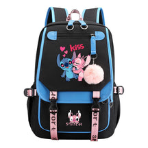Interstellar Baby Stitch Usb Backpack For Men And Women, Casual Woven Strap Flip Back Backpack