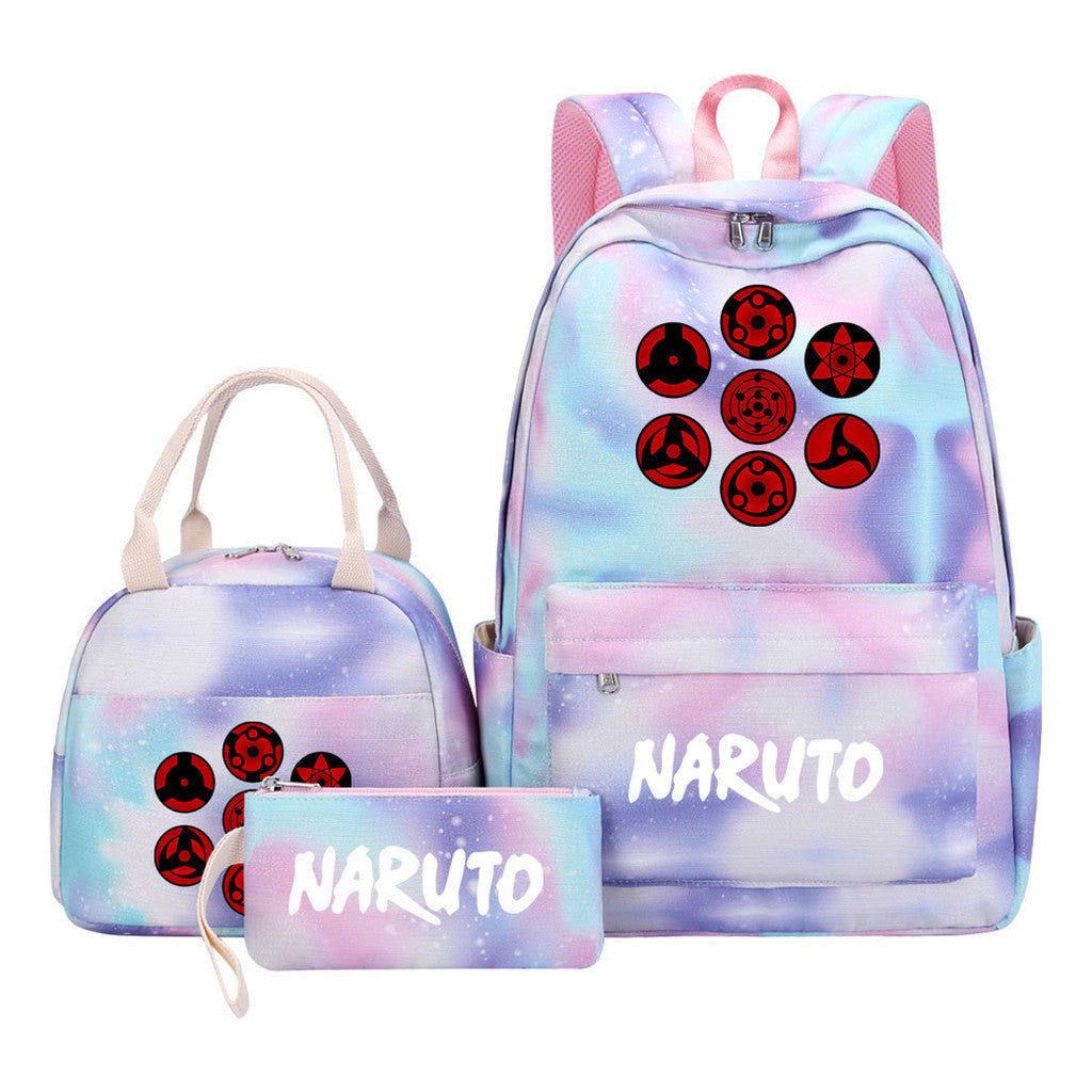 Naruto Student Girl Backpack Lunch Bag Three Piece Set Backpack