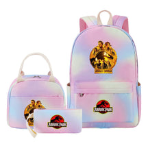 Jurassic Park Dinosaur Youth Student Girls School Bag Lunch Bag Three Piece Set Backpack Set