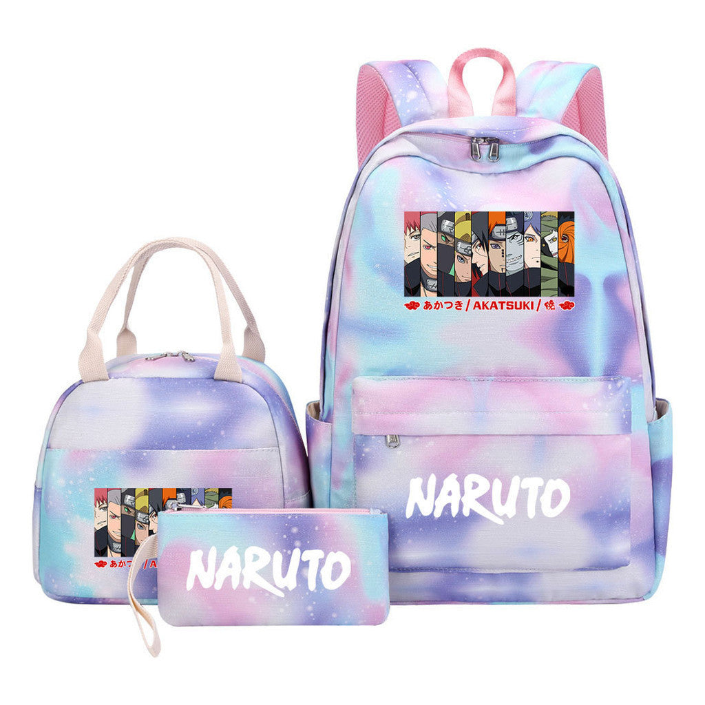 Naruto Student Girl Backpack Lunch Bag Three Piece Set Backpack Set