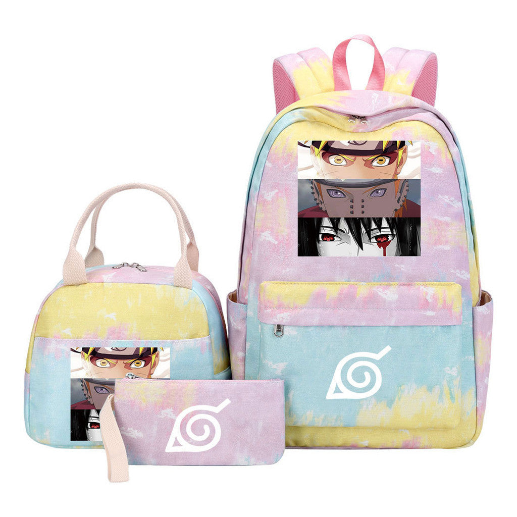 Naruto Youth Student School Bag Lunch Bag Three Piece Set Backpack Set