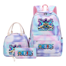 Cartoon Pirate King Youth Student Girls School Bag Lunch Bag Three Piece Set Backpack Set