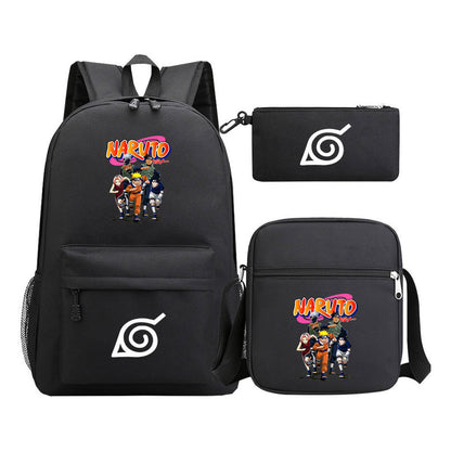 Anime Naruto Starry Sky Student School Bag Three Piece Set Backpack Set
