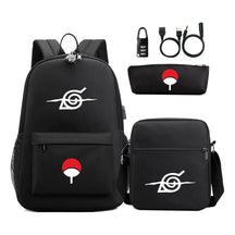 Naruto Usb Password Lock Student Backpack Three Piece Set Backpack Set