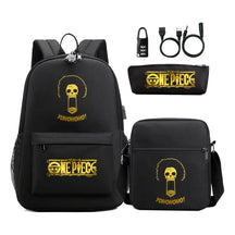 Golden Pirate King Usb Password Lock Youth Student Backpack Set Of Three Pieces, Men's And Women's Backpack Set