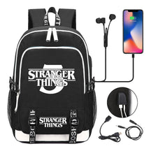 Strange Story Printed Usb Teenage Student Backpacks Men's And Women's Leisure Travel Backpack