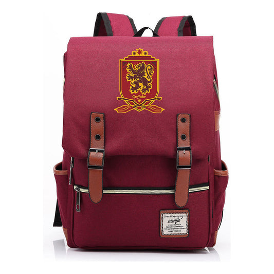 School Of Witchcraft And Wizardry Printed Youth Student Backpack For Men And Women, Casual Belt Buckle, Classic Backpack