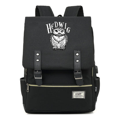 School Of Witchcraft And Wizardry Youth Student Backpack Usb Men's And Women's Leisure Belt Buckle Backpack