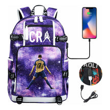 Football Star Cristiano Ronaldo Printed Youth Student Backpack Leisure Travel Backpack