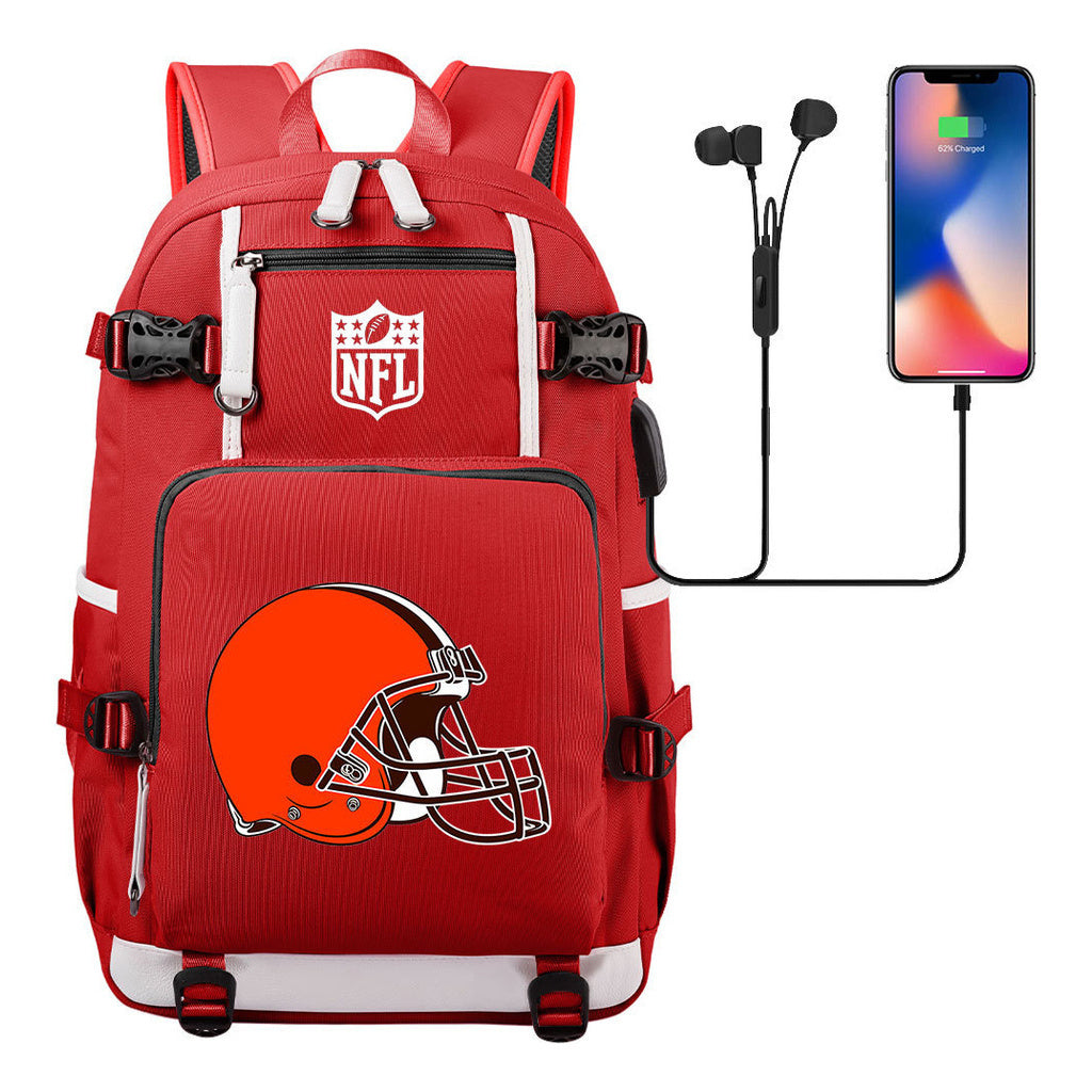 Rugby Team Printed Usb Youth Student Backpack, Leisure Travel Backpack