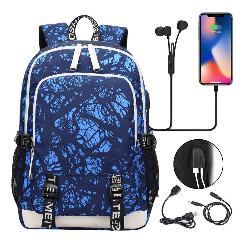 Usb Youth Primary And Secondary School Student Backpack For Men And Women's Leisure Sports Backpack
