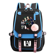 My Heroes Academy Usb Youth Student Backpack For Boys And Girls, Casual Woven Strap Flip Back Backpack
