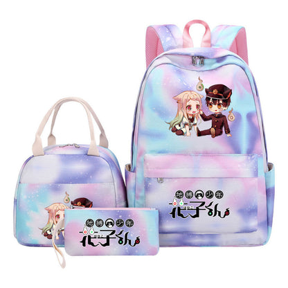 Ground Bound Youth Huazijun Student Girls School Bag Lunch Bag Three Piece Set Backpack Set