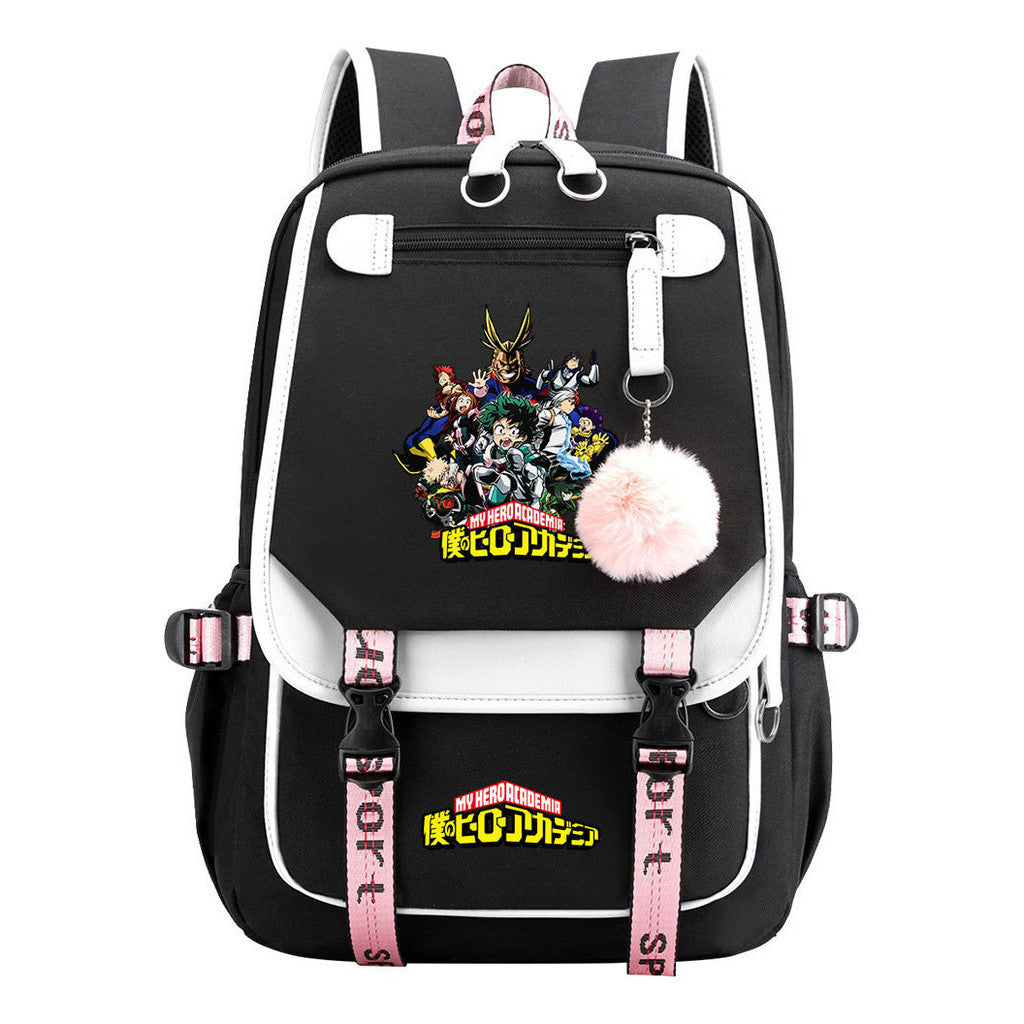 Comics My Heroes Academy Usb Youth Student Backpack Men's And Women's Leisure Ribbon Flip Backpack