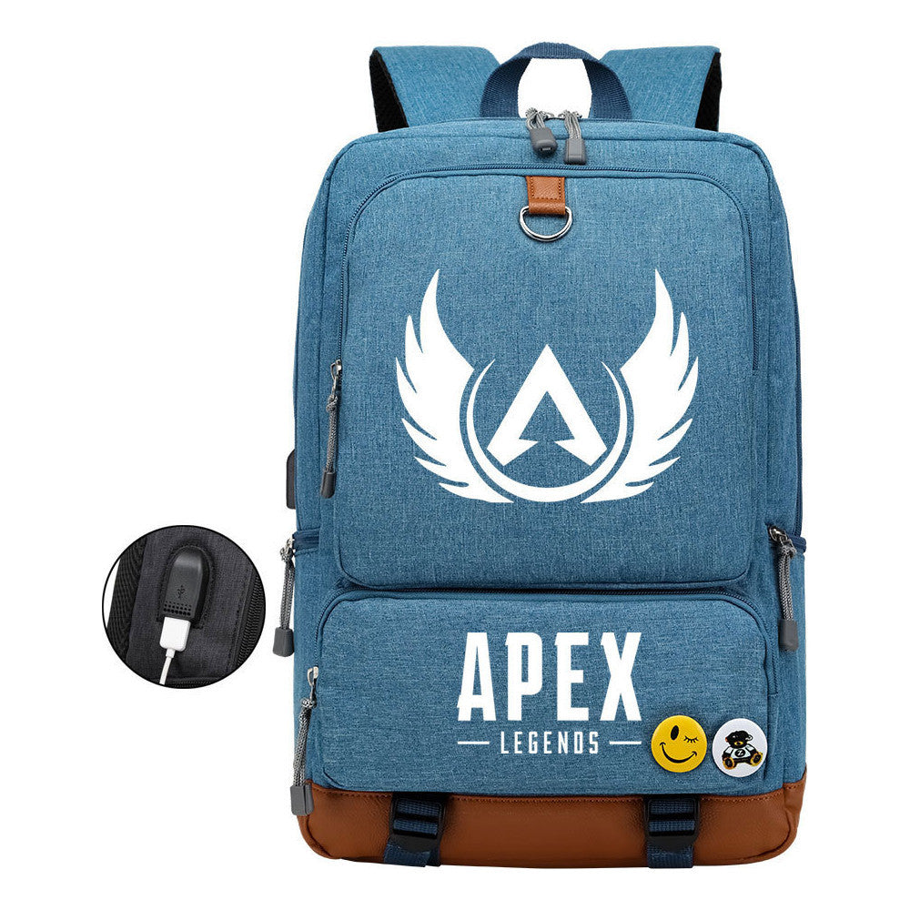 Apex Hero Print Usb Student Backpack Travel Backpack