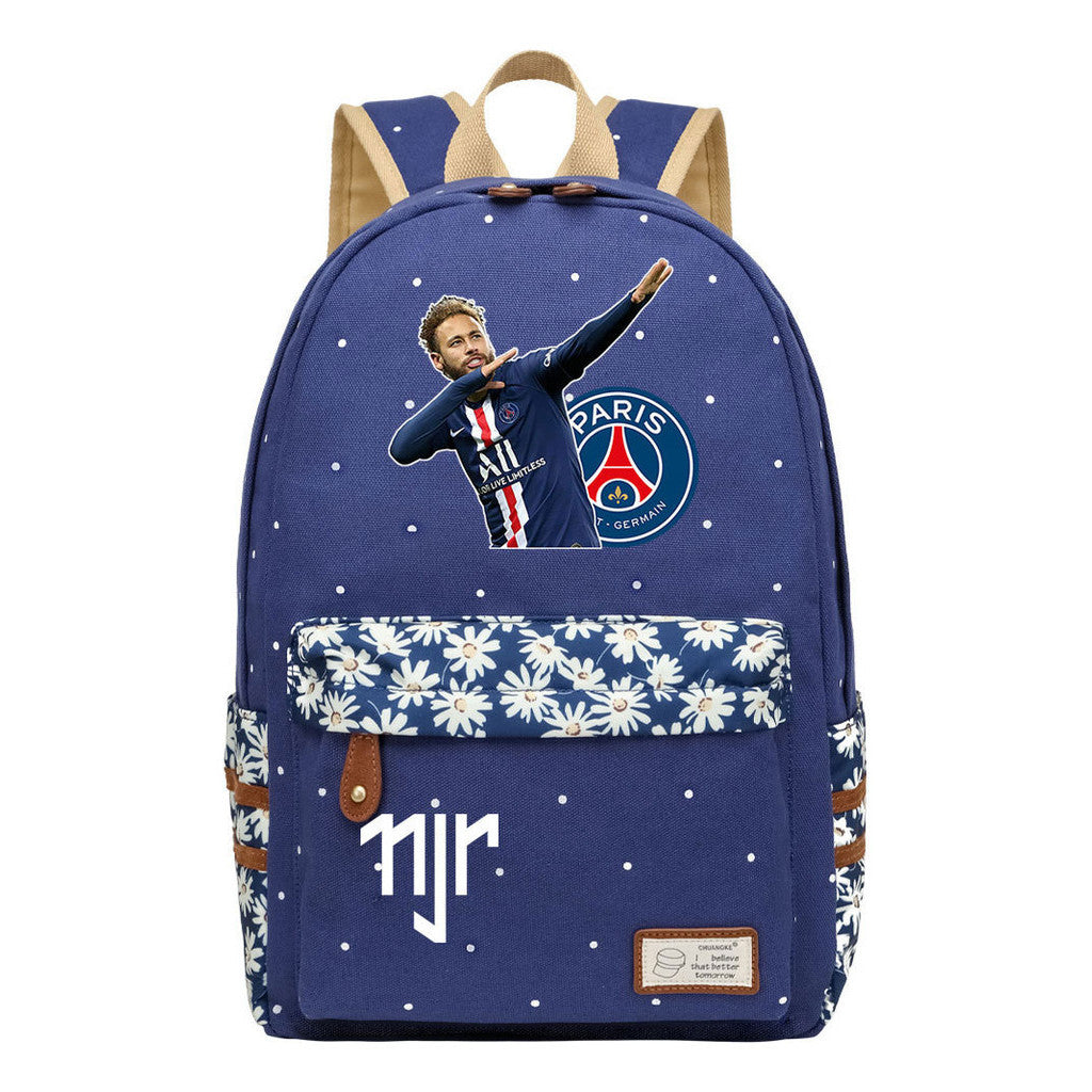 Football Star Neymar Printed Youth School Backpack For Primary And Secondary School Students, Fashionable And Casual Backpack