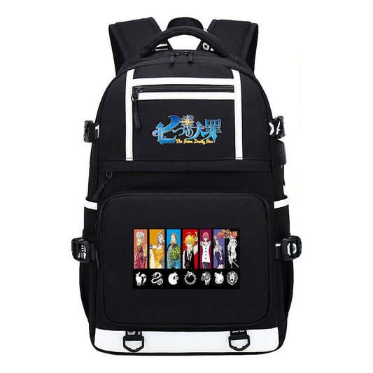 Seven Major Crimes In Comics, Printed Usb Youth Student Backpack, Men's And Women's Leisure Travel Backpack