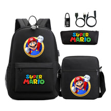 Super Mario Usb Password Lock Youth Student Backpack 3-piece Set For Men And Women Backpacks
