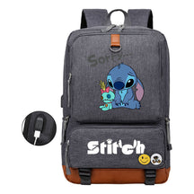 Anime Star Baby Stitch Printed Usb Youth Student Backpack For Men And Women's Leisure Travel Backpack