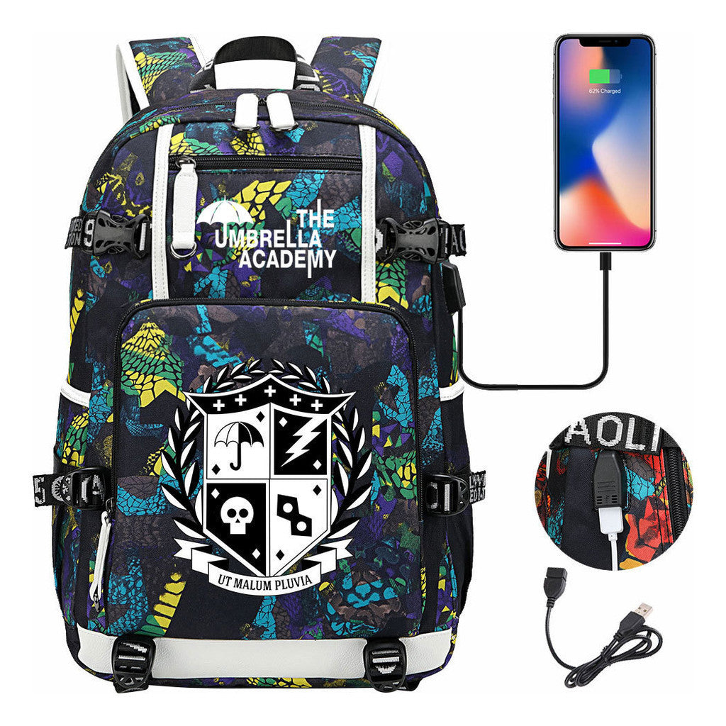 Printed Usb Large Capacity Youth Student Backpack For Men And Women's Leisure Travel Backpack