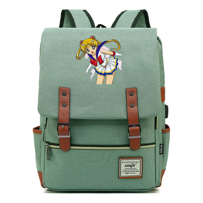 Anime Beauty Girl Warrior Youth Student School Bag Usb Men's And Women's Leisure Backpack