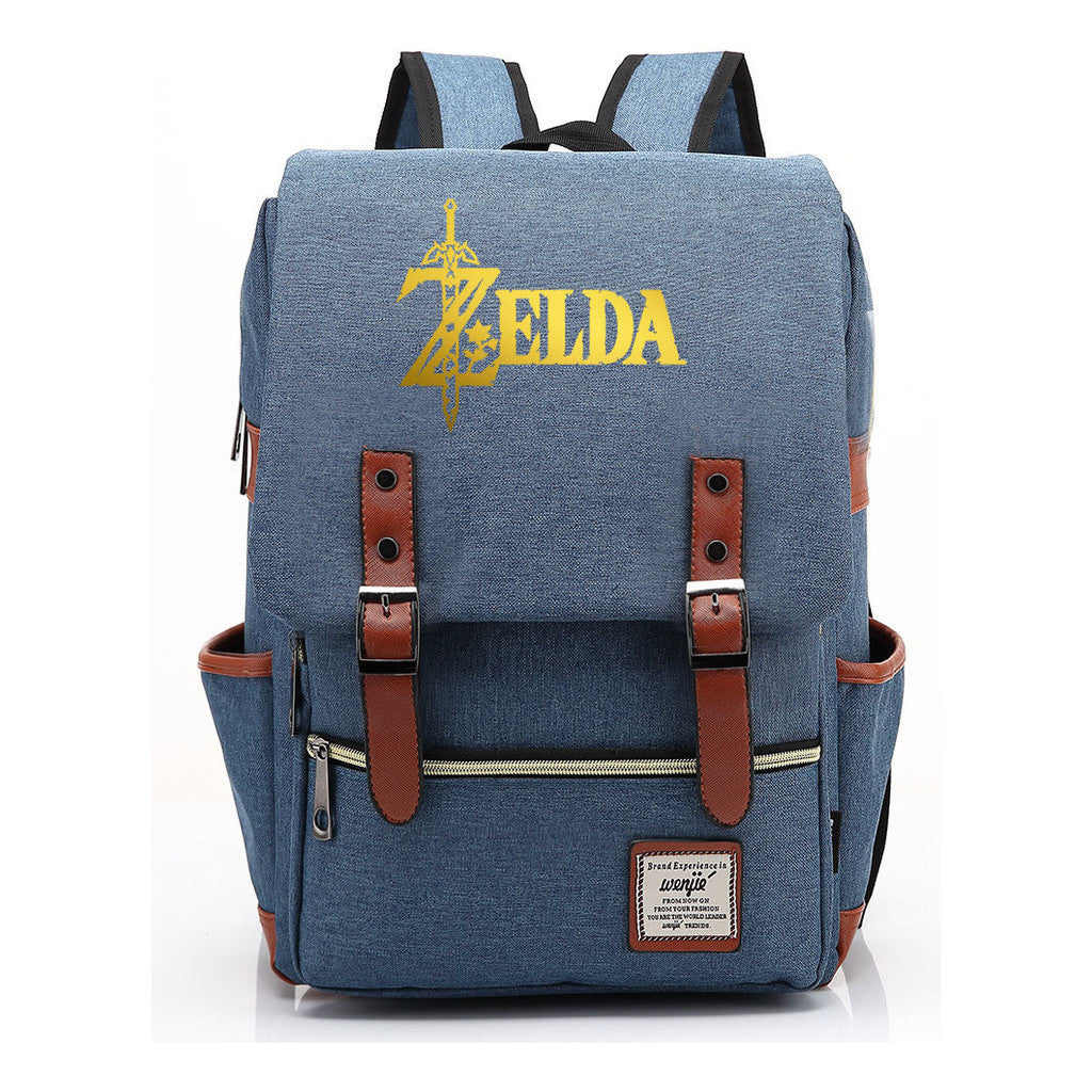 Golden Game Zelda Printed Youth Student Backpack For Men And Women, Casual Belt Buckle, Classic Backpack