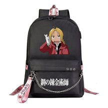 Steel Alchemist Printed Usb Youth Student Backpack For Men And Women's Leisure Travel Backpack