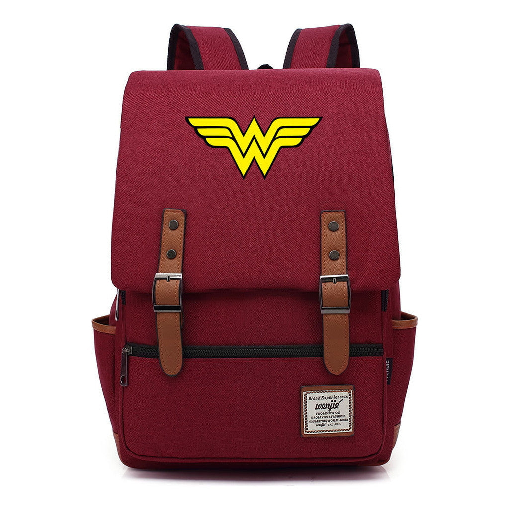 Anime Wonder Woman Printed Youth Student School Bag Men's And Women's Leisure Belt Buckle Backpack