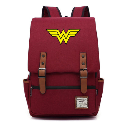 Anime Wonder Woman Printed Youth Student School Bag Men's And Women's Leisure Belt Buckle Backpack