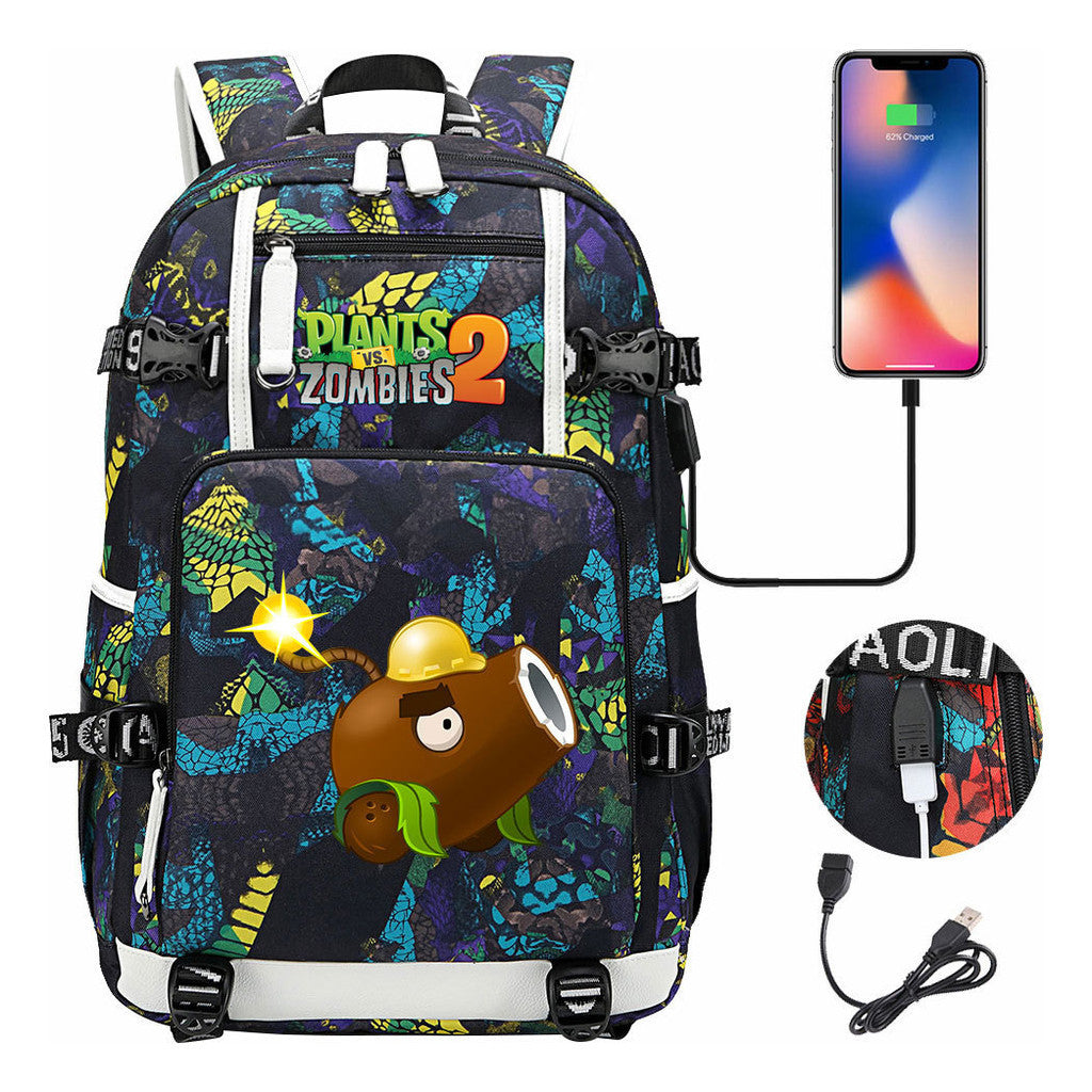 Printed Usb Youth Student Backpack For Men And Women's Leisure Travel Backpack