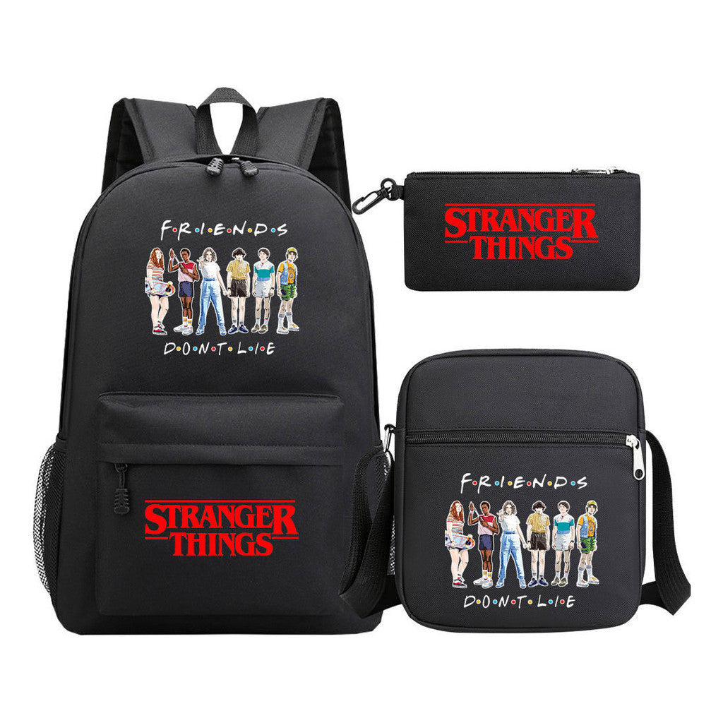Strange Story Starry Sky Printed Youth Student Backpack 3-piece Set For Men And Women, Backpack Set