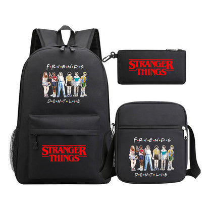 Strange Story Starry Sky Printed Youth Student Backpack 3-piece Set For Men And Women, Backpack Set