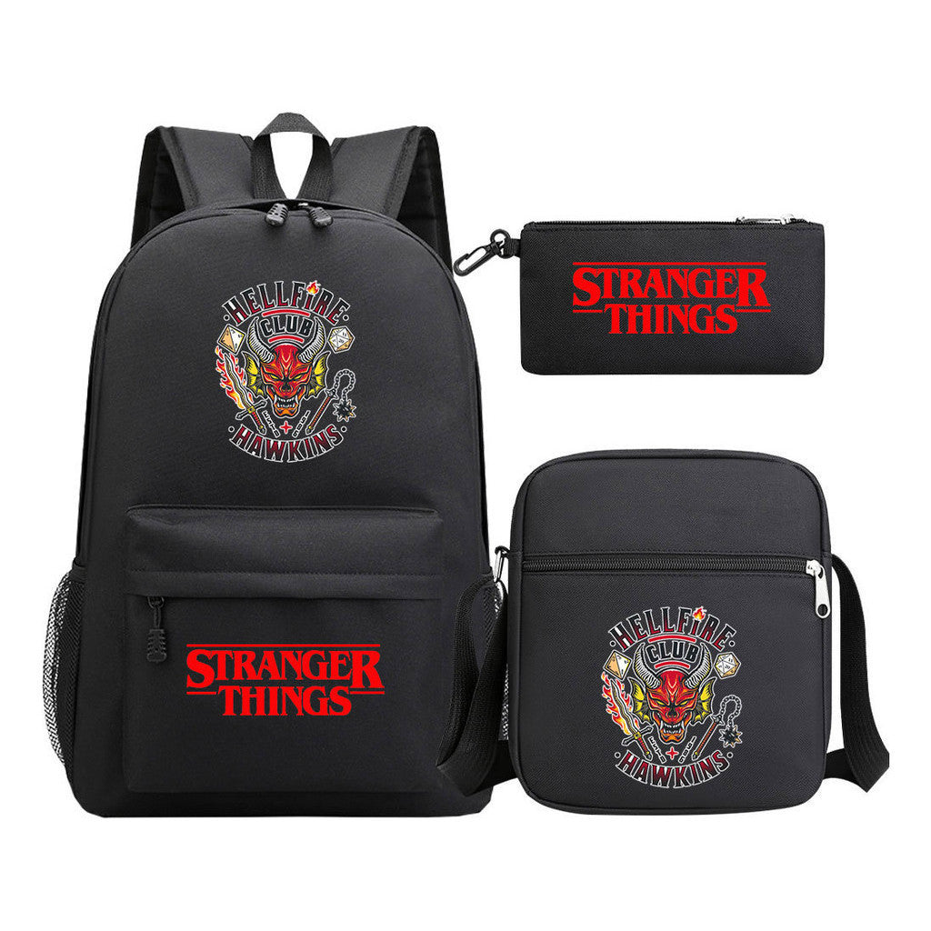 Strange Story Starry Sky Printed Youth Student Backpack 3-piece Set For Men And Women, Backpack Set