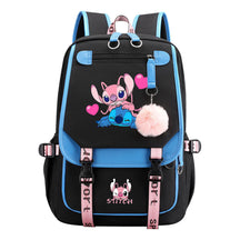 Interstellar Baby Stitch Usb Backpack For Boys And Girls Casual Woven Strap Flip Backpack