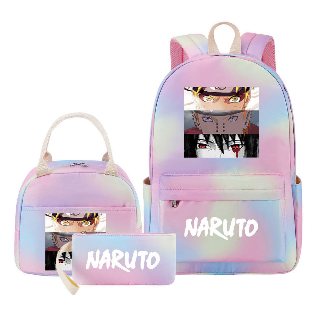 Naruto Student Girl Backpack Lunch Bag Three Piece Set Backpack Set