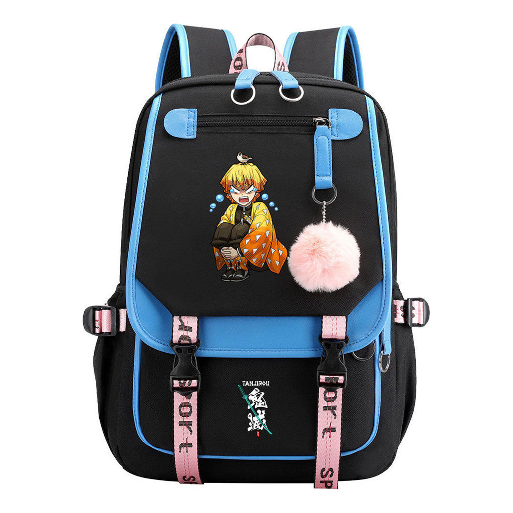 Cartoon Fashion Usb Youth Student School Bag Casual Ribbon Flip Backpack