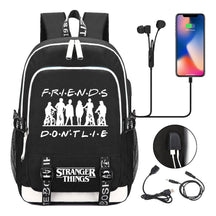Strange Story Printed Usb Teenage Student Backpacks Men's And Women's Leisure Travel Backpack