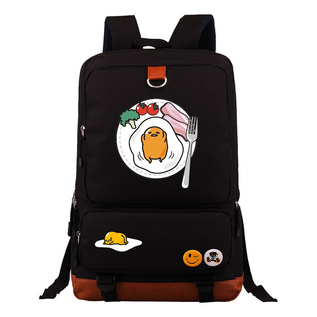 Cartoon Anime Lazy Egg Youth Student Backpack With Large Capacity Travel Bag For Boys And Girls Backpack