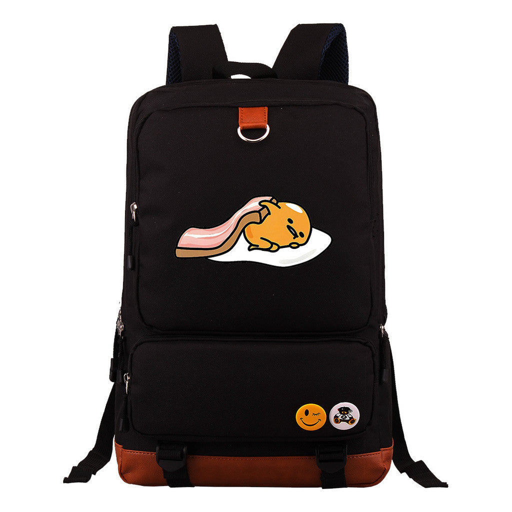 Cartoon Anime Lazy Egg Youth Student Backpack With Large Capacity Travel Bag For Boys And Girls Backpack