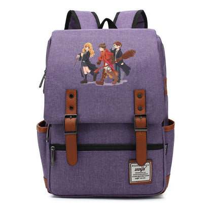 School Of Witchcraft And Wizardry Printed Youth Student School Bag Casual Belt Buckle Classic Backpack