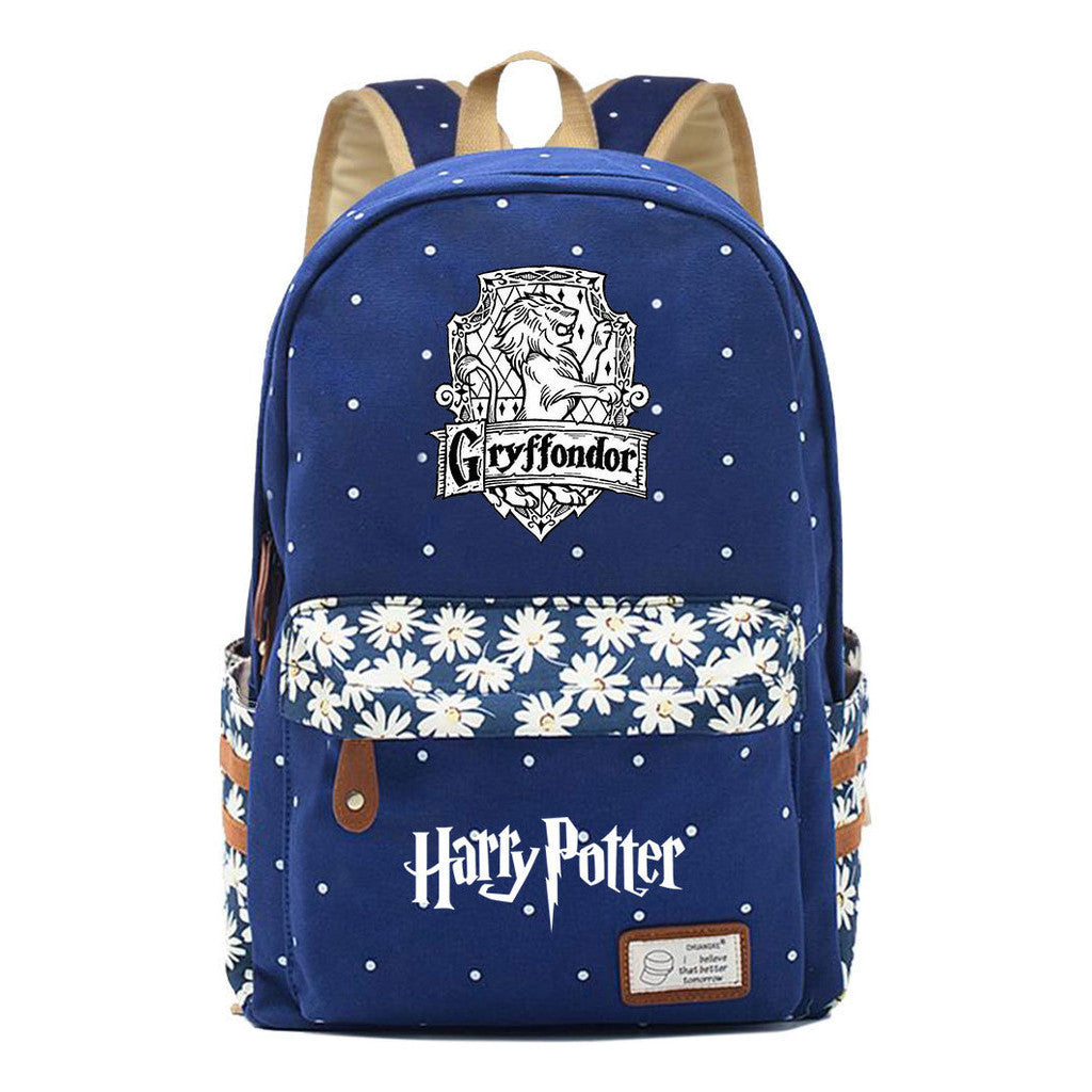 School Of Witchcraft And Wizardry Youth Student Backpack, Floral Canvas, Female Backpack
