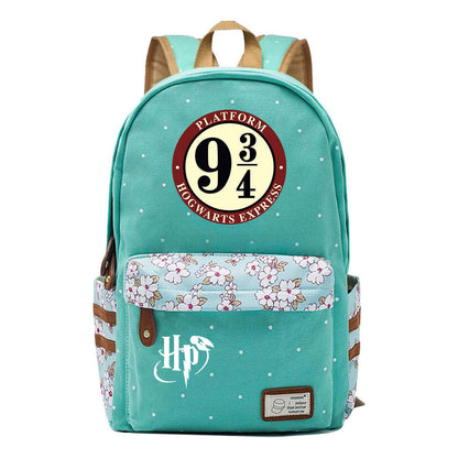 School Of Witchcraft And Wizardry Student Backpack, Floral Canvas, Female Backpack