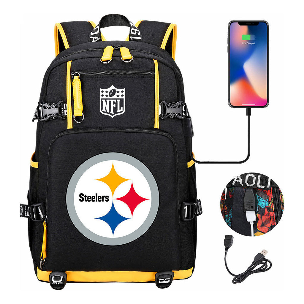 Rugby Team Printed Usb Youth Student Backpack, Leisure Travel Backpack