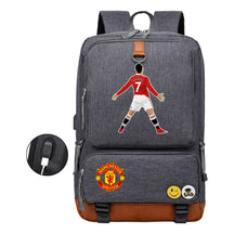 Football Star Cristiano Ronaldo Printed Usb Student Backpack For Leisure Travel Backpack