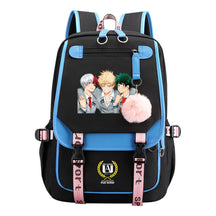 Comics My Heroes Academy Usb Student Backpack Casual Ribbon Flip Backpack