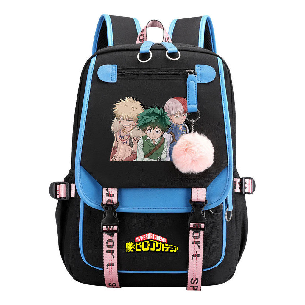 Comics My Heroes Academy Usb Youth Student Backpack Men's And Women's Leisure Ribbon Flip Backpack