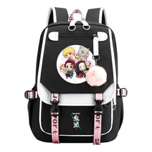 Comic Cartoon Fashion Usb Student Backpack Casual Woven Flap Backpack