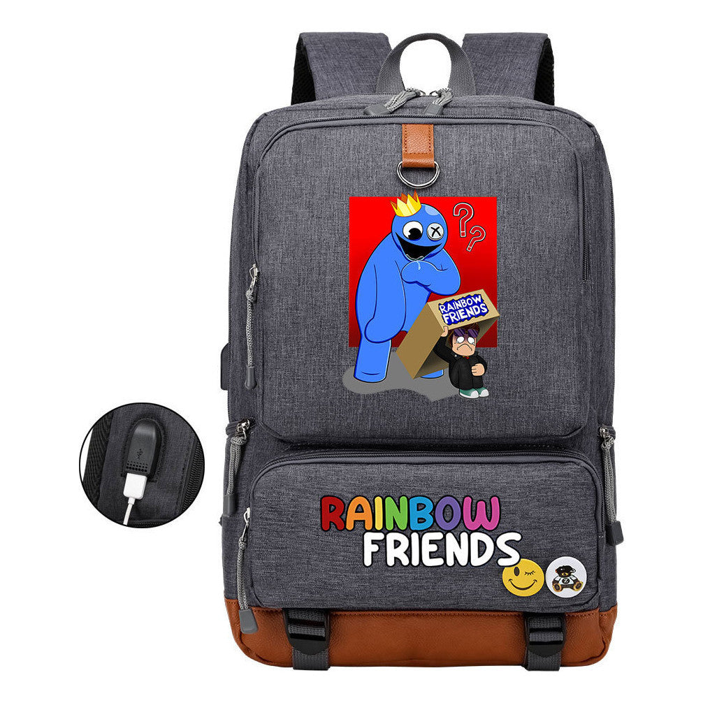 Rainbow Friend Usb Youth School Bag Leisure Travel Backpack